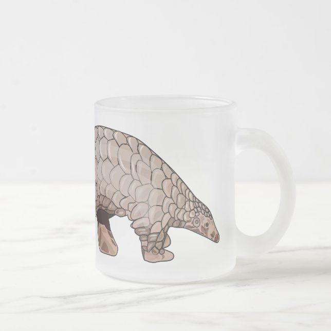 Pangolin cartoon illustration frosted glass coffee mug (Right)