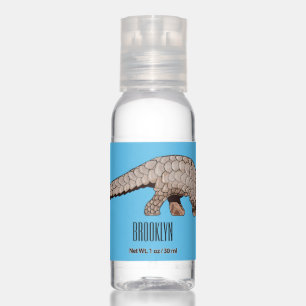 Pangolin cartoon illustration  hand sanitizer