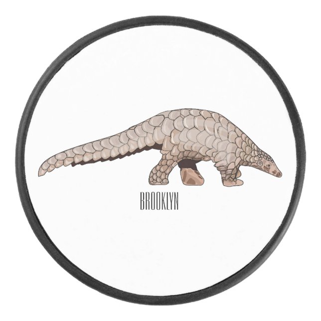 Pangolin cartoon illustration hockey puck (Front)