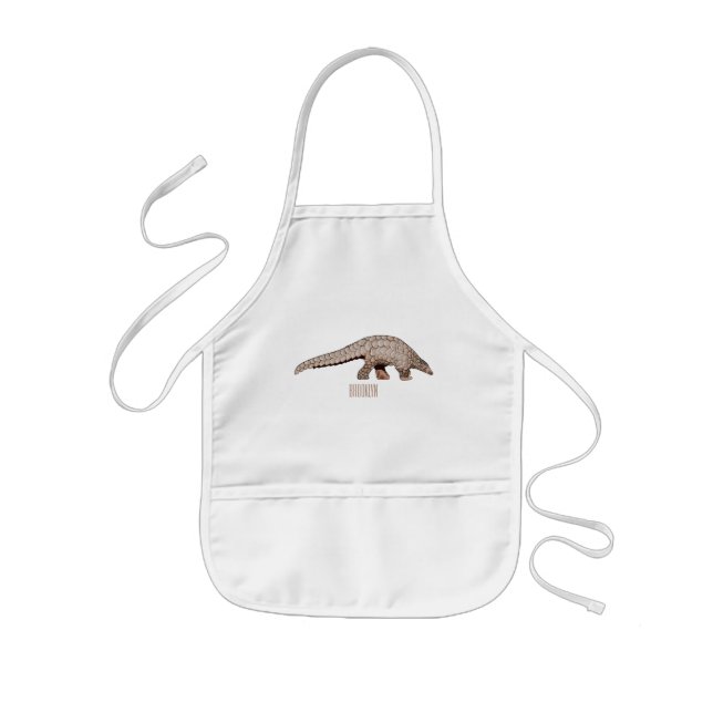 Pangolin cartoon illustration kids' apron (Front)