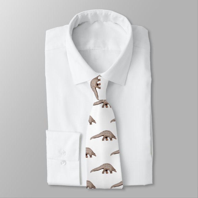Pangolin cartoon illustration neck tie (Tied)