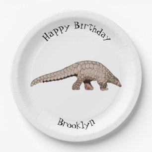Pangolin cartoon illustration paper plates