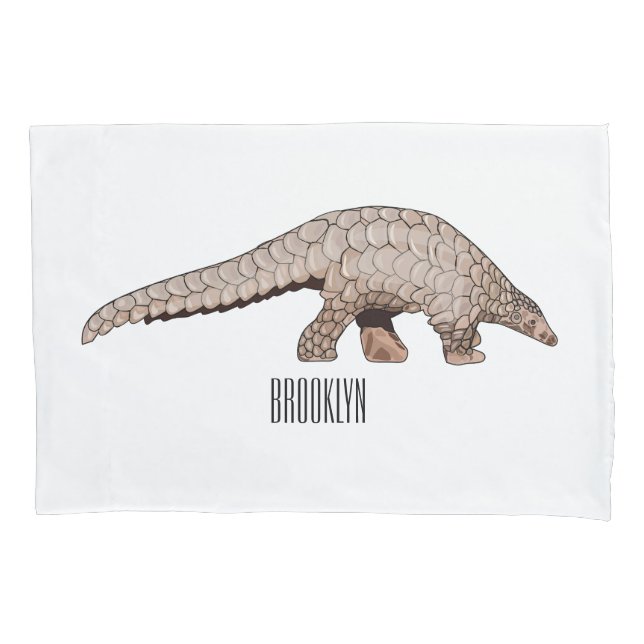 Pangolin cartoon illustration pillow case (Front)