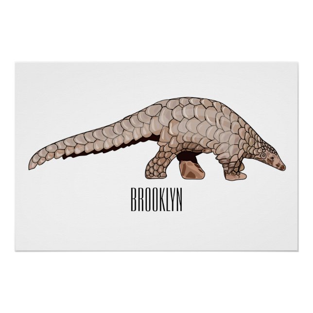 Pangolin cartoon illustration poster (Front)