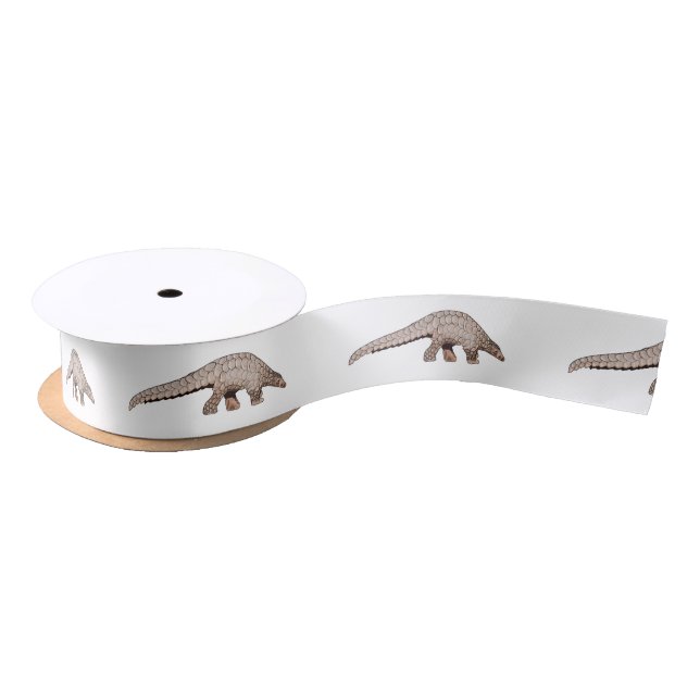 Pangolin cartoon illustration satin ribbon (Spool)