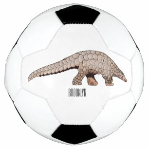 Pangolin cartoon illustration soccer ball