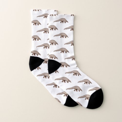 Pangolin cartoon illustration socks