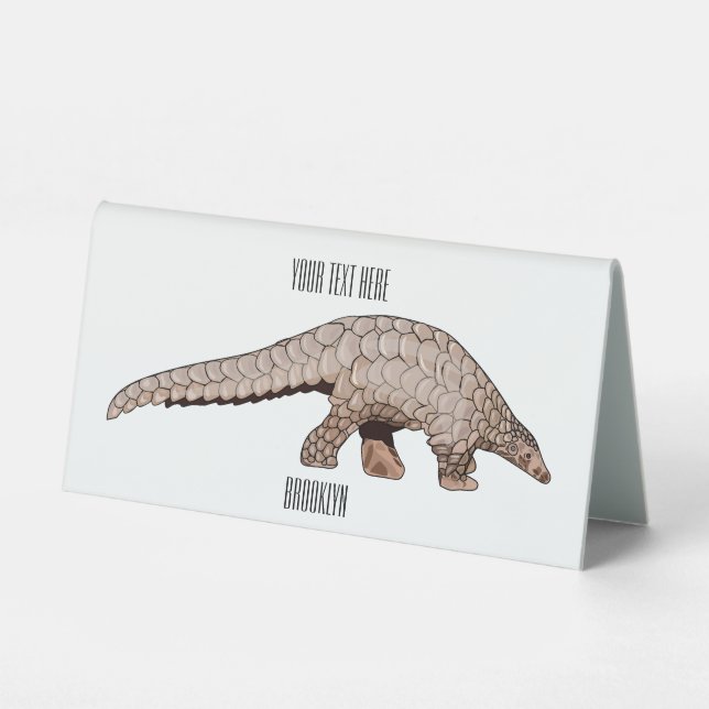 Pangolin cartoon illustration table tent (Front)