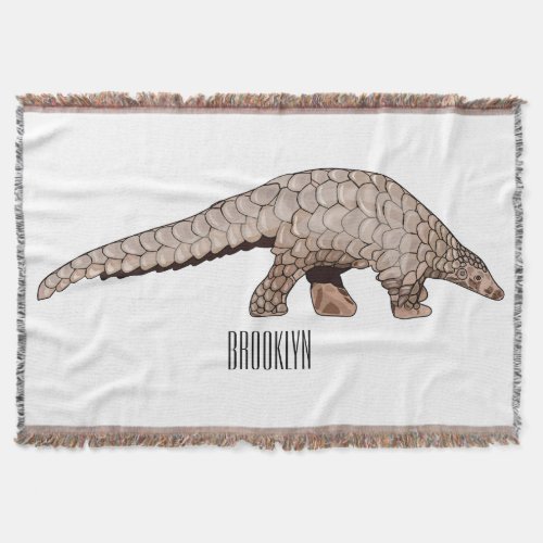 Pangolin cartoon illustration throw blanket