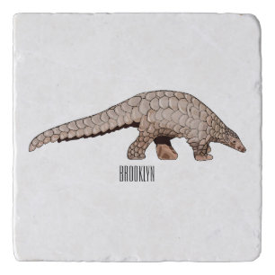 Pangolin cartoon illustration trivet