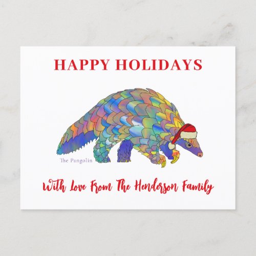 Pangolin Christmas Cute Endangered Species Holiday Postcard