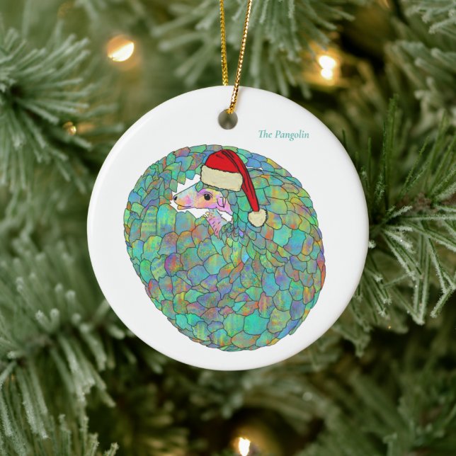 Pangolin Cute Endangered animal Ceramic Ornament (Tree)