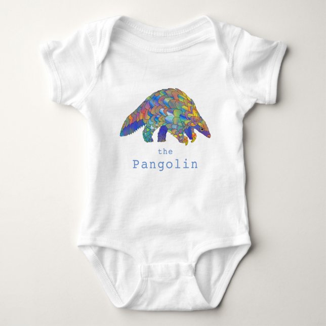 Pangolin cute illustration  baby bodysuit (Front)