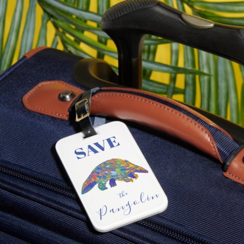 Pangolin Cute Rare Endangered Animal Colorful Luggage Tag