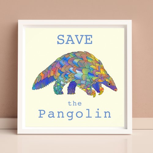 Pangolin Endangered Animal Art Poster