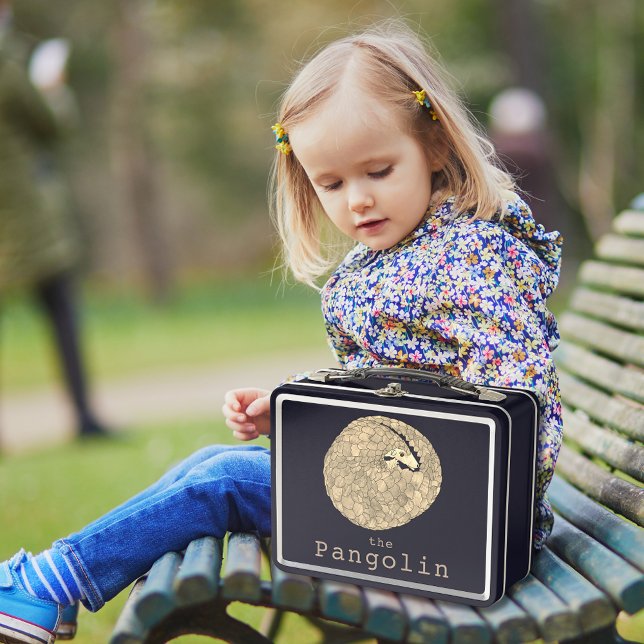 Pangolin Endangered Species Animal Wildlife Art Metal Lunch Box (Cute pangolin school lunch box)
