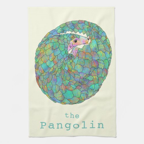 Pangolin Endangered Species Animal Wildlife Green Kitchen Towel