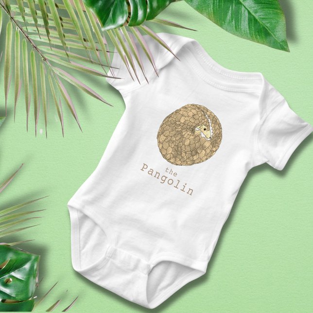 Pangolin Endangered Species Wildlife Animal Art Baby Bodysuit (Cute pangolin rolled up animal art baby vest)