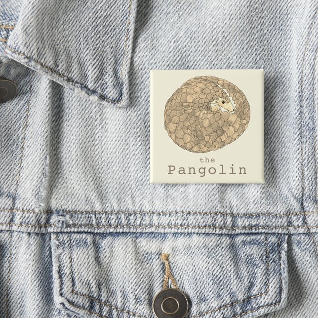 Pangolin Endangered Species Wildlife Animal Art Button (Pangolin rolled up cute endangered wild animal art button)