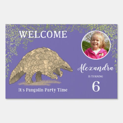 Pangolin Girls Birthday Party Welcome Sign