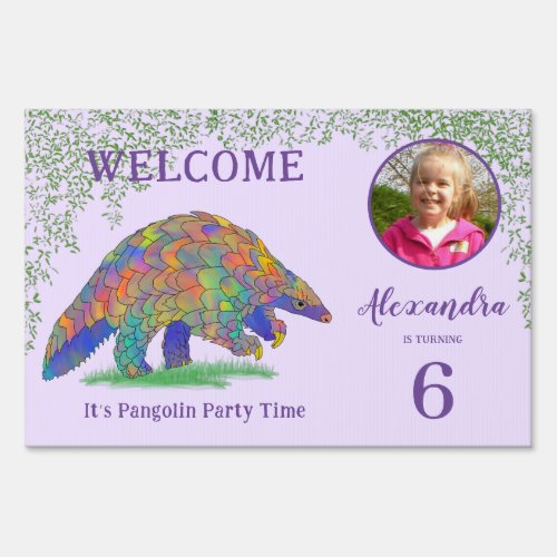 Pangolin Girls Birthday Party Welcome Sign