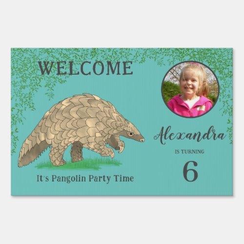 Pangolin Kids Birthday Party Welcome Sign