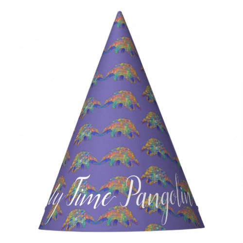 Pangolin Party Girls Birthday Funky Purple Party Hat