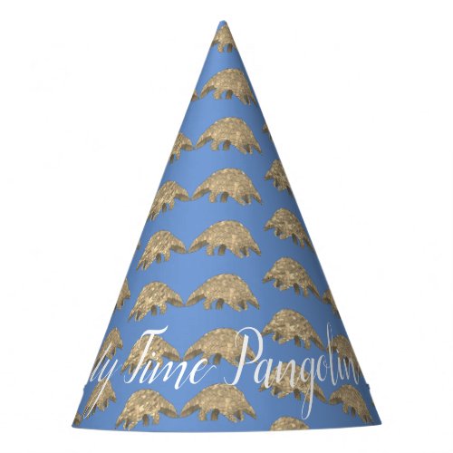 Pangolin Party Kids Birthday Blue Party Hat