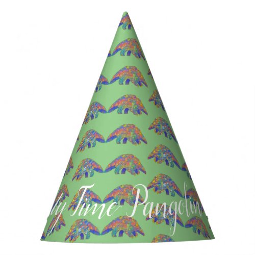 Pangolin Party Kids Birthday Funky Green Party Hat