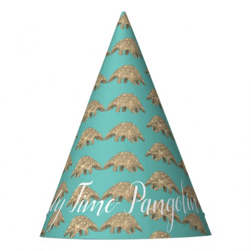 Pangolin Party Kids Birthday Teal Party Hat