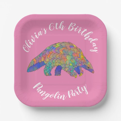Pangolin Party Pink Paper Plates