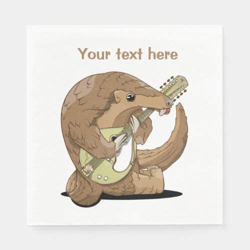 Pangolin playing a mandolin napkins