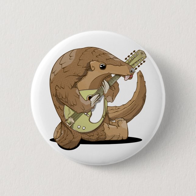 Pangolin playing an mandolin button (Front)