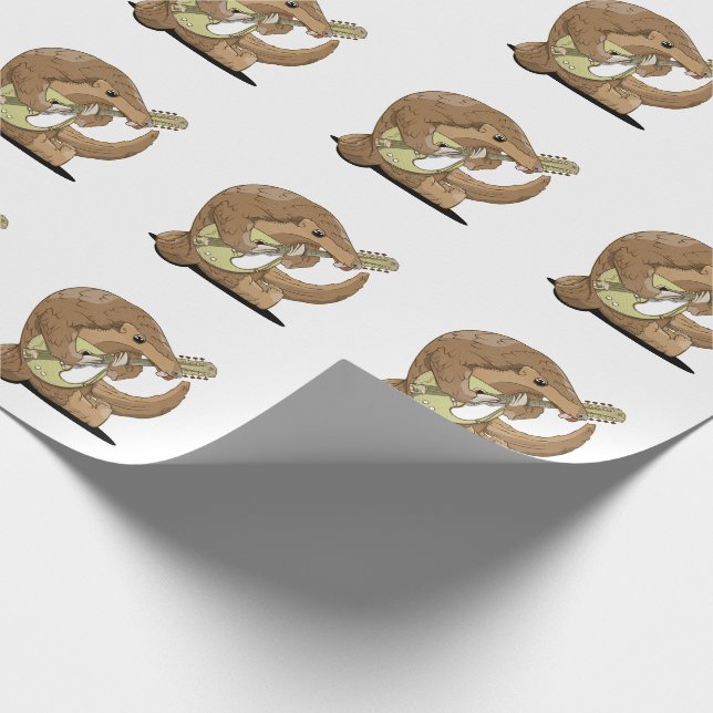 Pangolin playing an mandolin wrapping paper (Corner)