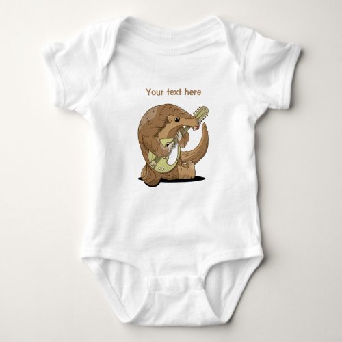 Pangolin playing musical instrument baby bodysuit