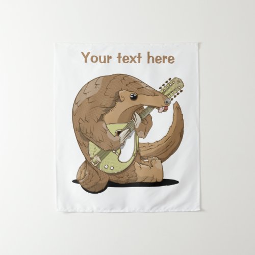 Pangolin playing musical instrument tapestry
