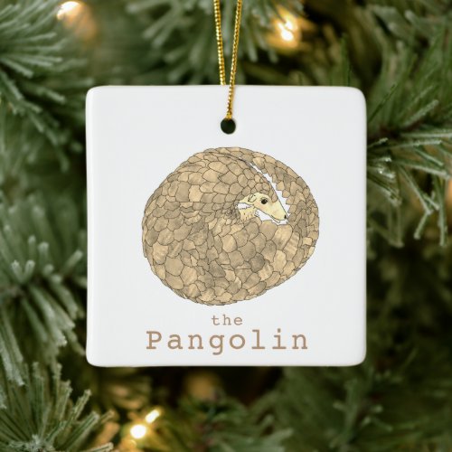 Pangolin rolled up illustration ceramic ornament