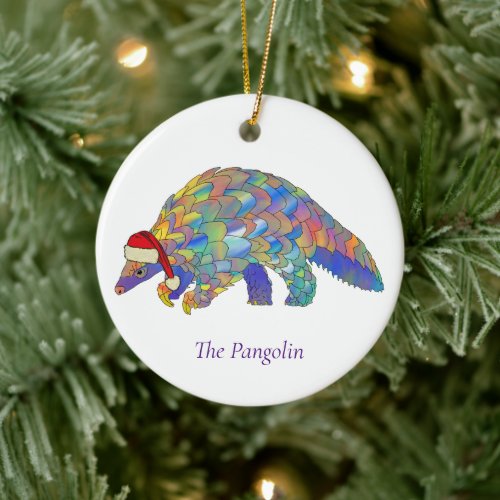 Pangolin Santa Cute Endangered Animal Ceramic Ornament