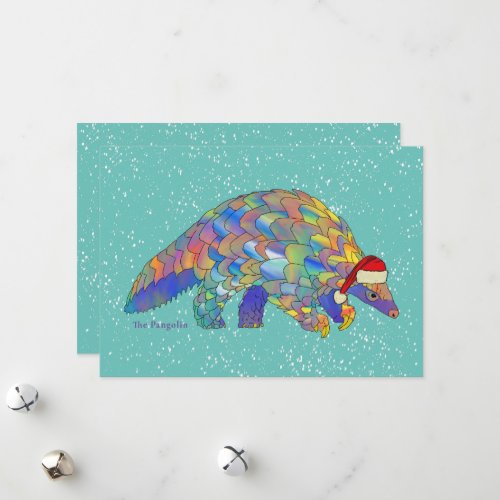 Pangolin Santa Cute Endangered Species Holiday Card