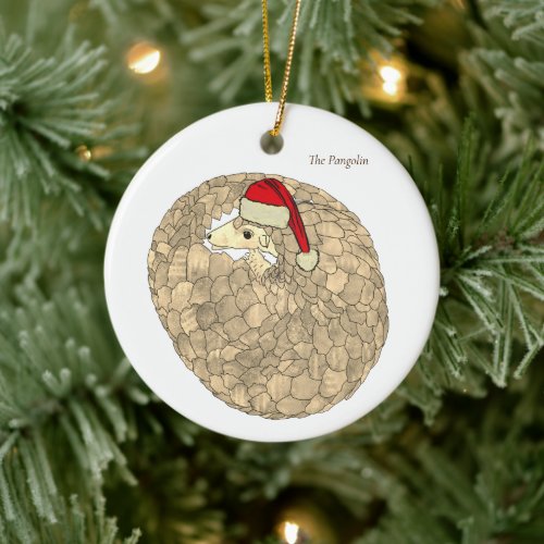 Pangolin Santa Endangered Species Ceramic Ornament