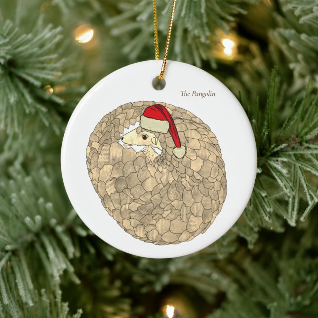 Pangolin Santa Endangered Species Ceramic Ornament (Tree)
