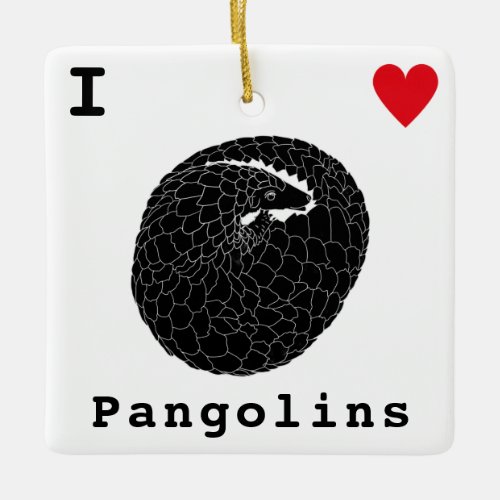 Pangolin slogan black and white ceramic ornament