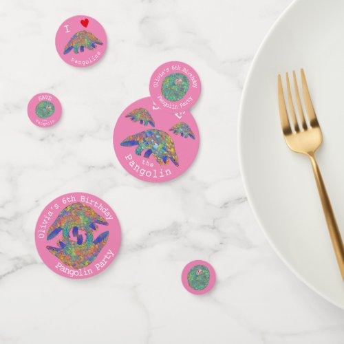 Pangolin Themed Birthday Party Pink Confetti