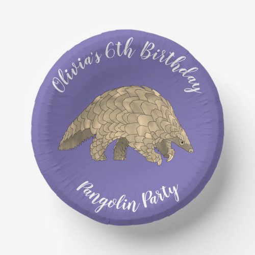 Pangolin Themed Birthday Party Purple Paper Bowls