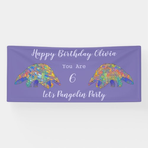 Pangolin Themed Girls Birthday Party Banner