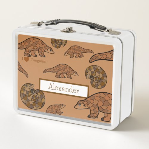 Pangolin with Name Metal Lunch Box