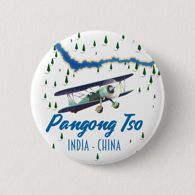 Pangong Tso India China map poster. Button (Front)