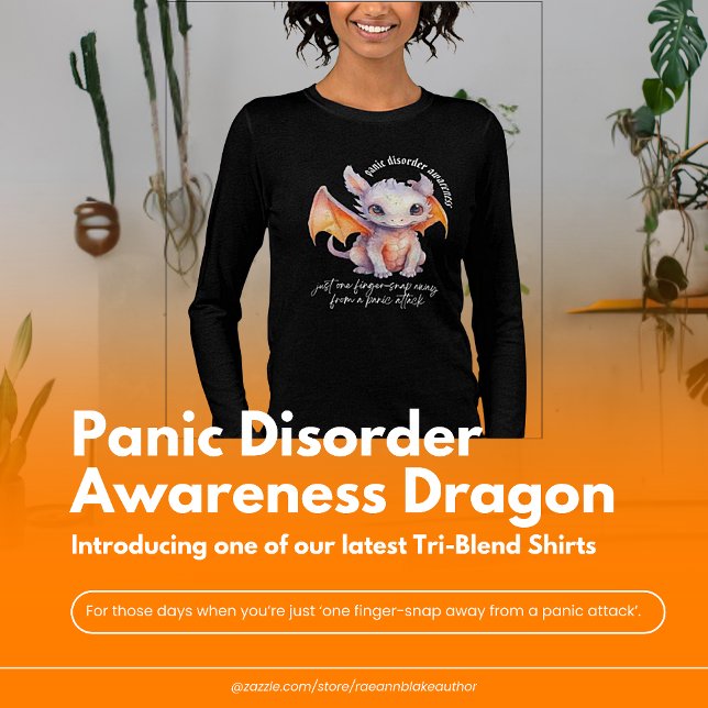Panic Disorder Awareness Dragon WHITE LETTERING Tri-Blend Shirt (Creator Uploaded)