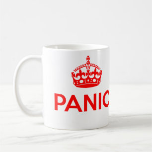 PANIC: Keep Calm and Carry On Spoof (Red) Coffee Mug