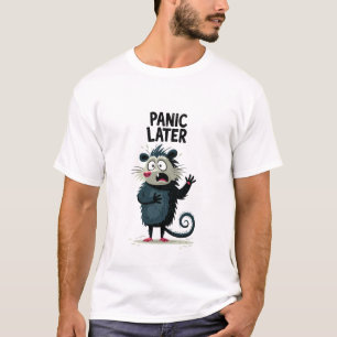 Panic Later Funny Anxious Opossum Character Gift T-Shirt